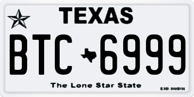 TX license plate BTC6999
