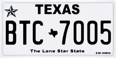 TX license plate BTC7005