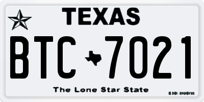 TX license plate BTC7021