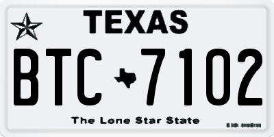 TX license plate BTC7102
