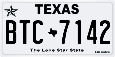 TX license plate BTC7142