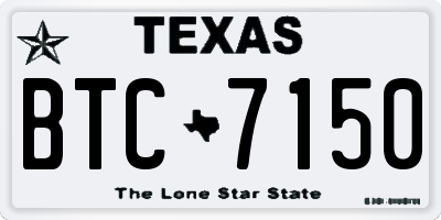 TX license plate BTC7150