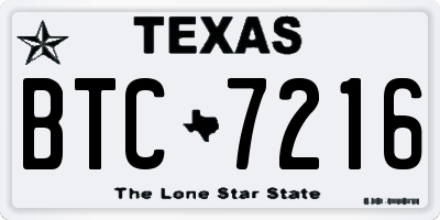 TX license plate BTC7216