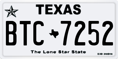 TX license plate BTC7252