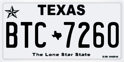 TX license plate BTC7260