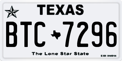 TX license plate BTC7296