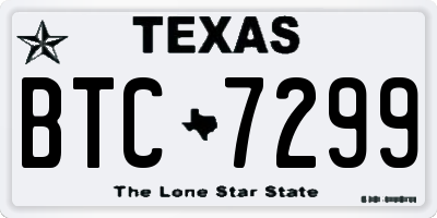 TX license plate BTC7299