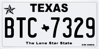 TX license plate BTC7329