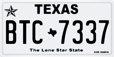 TX license plate BTC7337