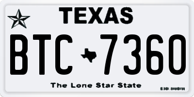 TX license plate BTC7360