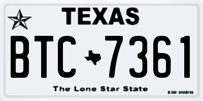 TX license plate BTC7361
