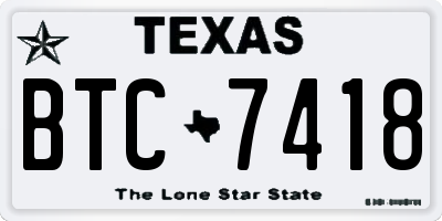 TX license plate BTC7418