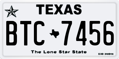 TX license plate BTC7456
