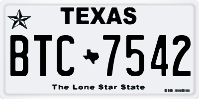 TX license plate BTC7542