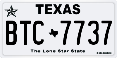 TX license plate BTC7737