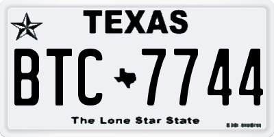 TX license plate BTC7744