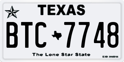 TX license plate BTC7748