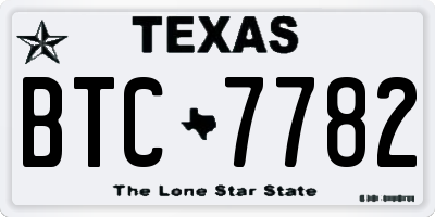TX license plate BTC7782