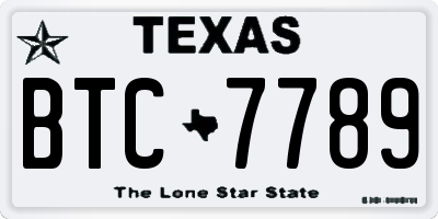 TX license plate BTC7789