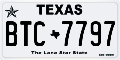 TX license plate BTC7797