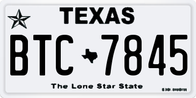 TX license plate BTC7845