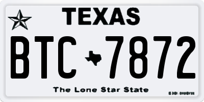 TX license plate BTC7872