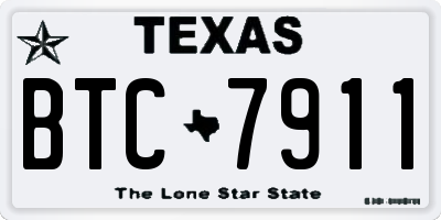 TX license plate BTC7911