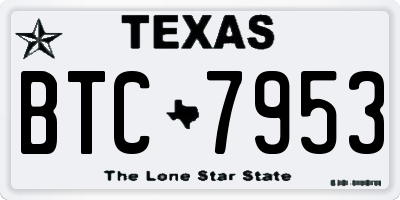 TX license plate BTC7953