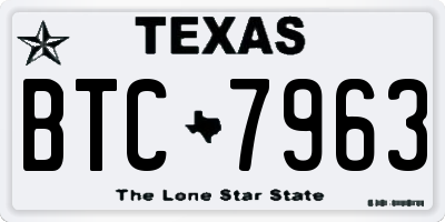 TX license plate BTC7963