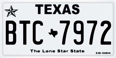 TX license plate BTC7972