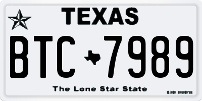 TX license plate BTC7989