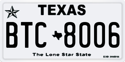 TX license plate BTC8006
