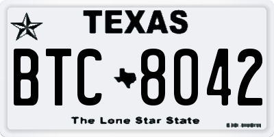 TX license plate BTC8042