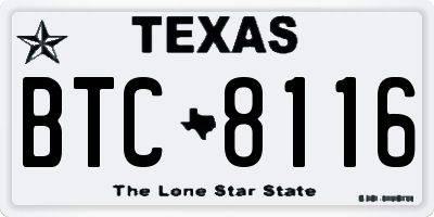 TX license plate BTC8116