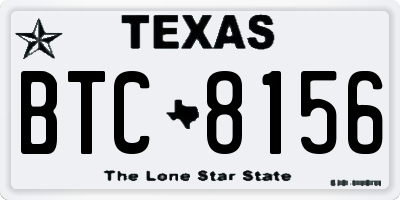 TX license plate BTC8156