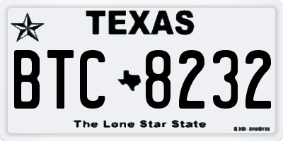 TX license plate BTC8232