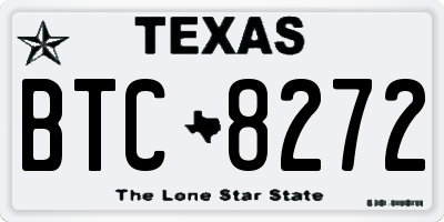 TX license plate BTC8272