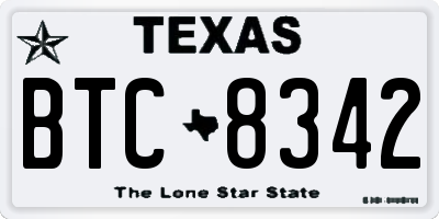 TX license plate BTC8342