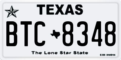 TX license plate BTC8348