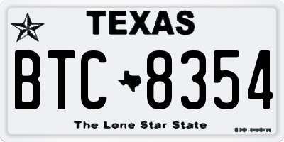 TX license plate BTC8354