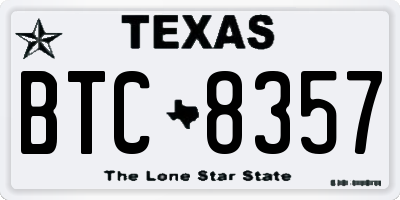 TX license plate BTC8357