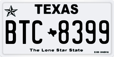 TX license plate BTC8399