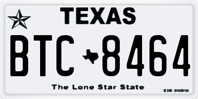 TX license plate BTC8464