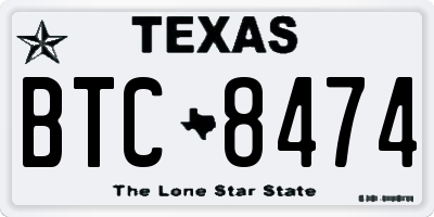 TX license plate BTC8474