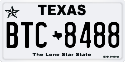 TX license plate BTC8488