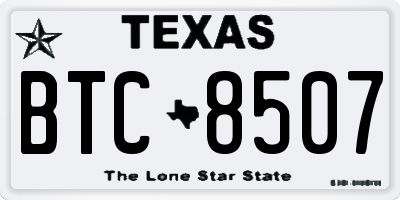 TX license plate BTC8507