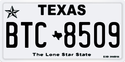 TX license plate BTC8509