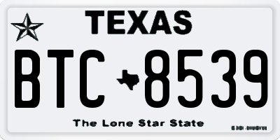 TX license plate BTC8539