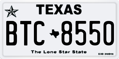 TX license plate BTC8550