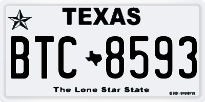 TX license plate BTC8593